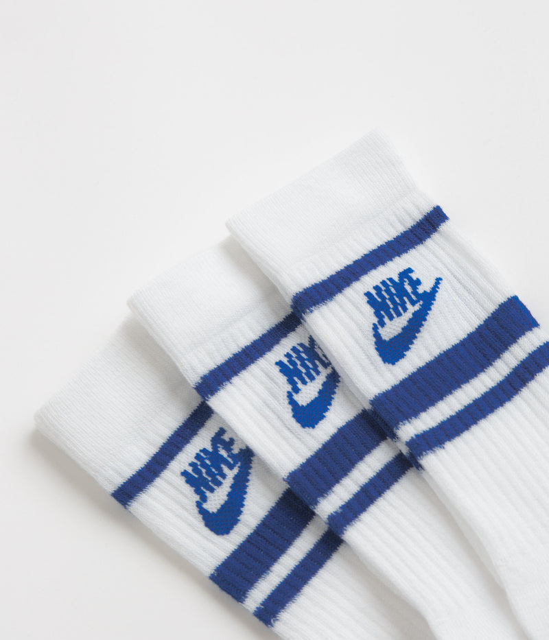Nike Everyday Essential Crew Socks (3 Pair) in White and Game Royal / Game Royal