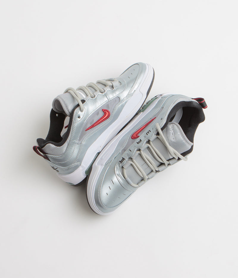 Nike SB Air Max Ishod Premium 'Silver Bullet' Shoes in Metallic Silver and Varsity Red