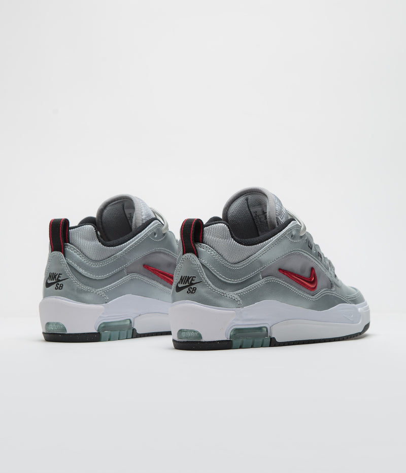 Nike SB Air Max Ishod Premium 'Silver Bullet' Shoes in Metallic Silver and Varsity Red