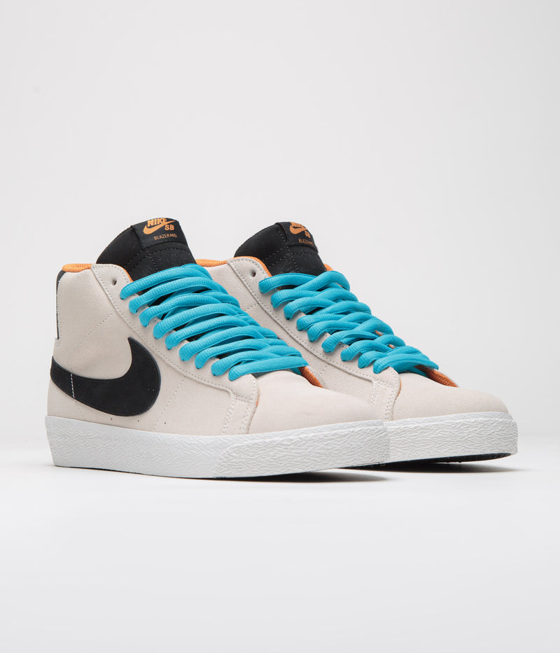 Nike SB Blazer Mid Electric Shoes in Phantom and Black and Monarch - Summit White