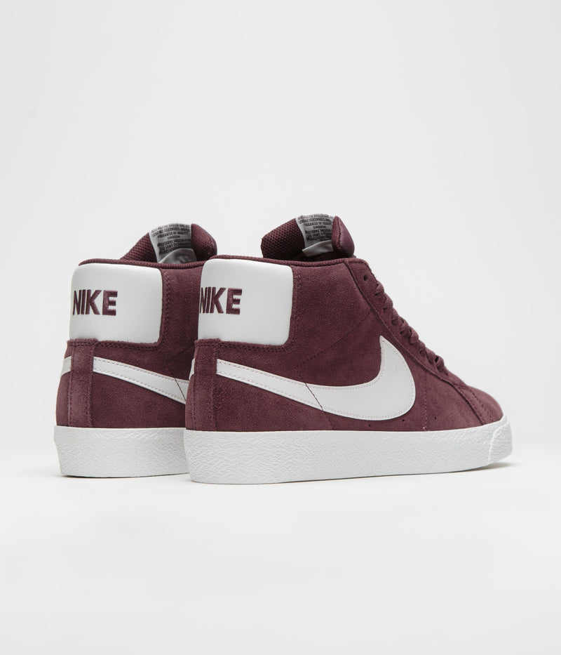 Nike SB Blazer Mid Shoes in Burgundy Crush and Summit White