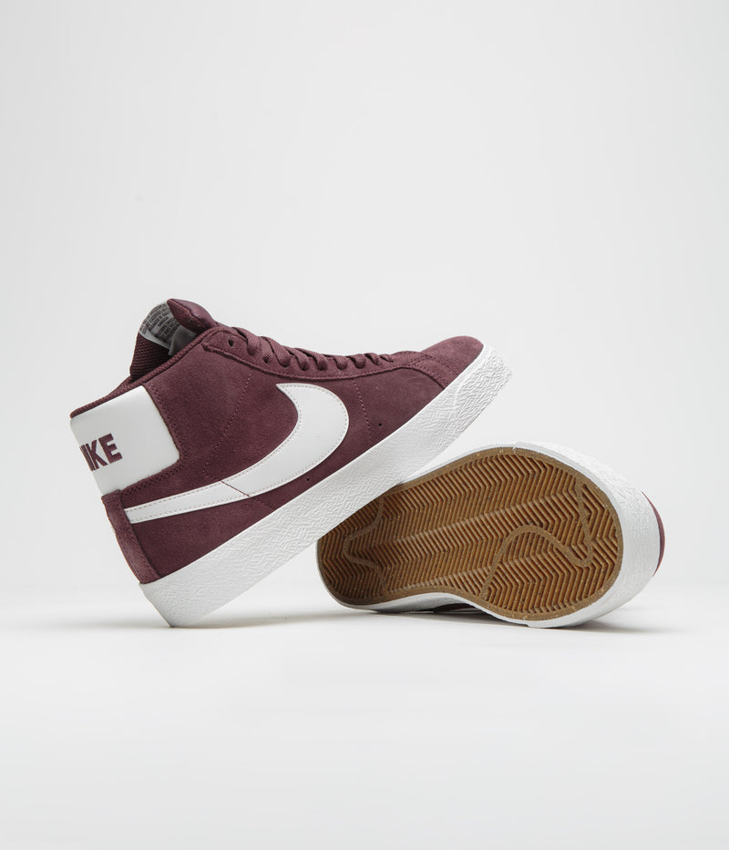 Nike SB Blazer Mid Shoes in Burgundy Crush and Summit White