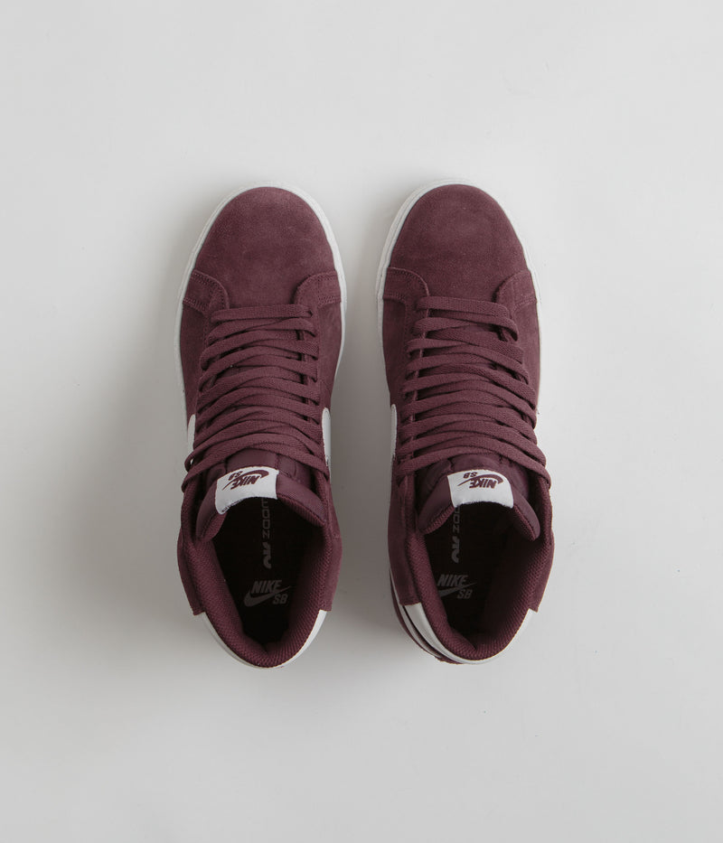 Nike SB Blazer Mid Shoes in Burgundy Crush and Summit White