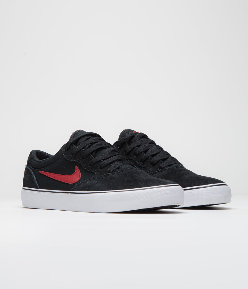 Nike SB Chron 2 Shoes in Black and University Red and Black - White