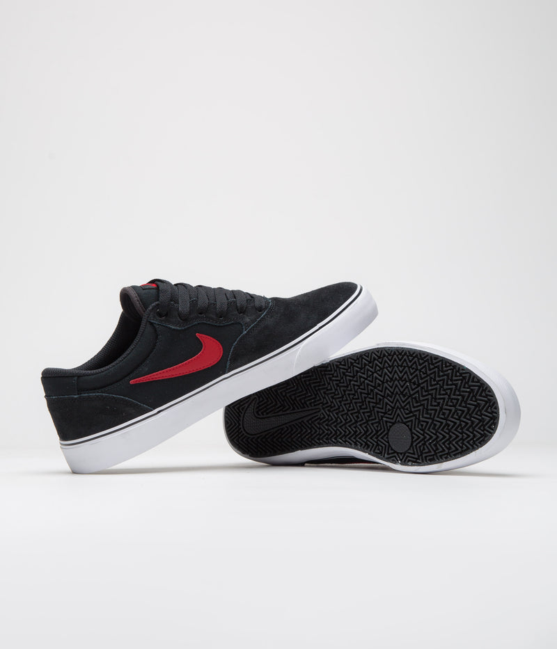 Nike SB Chron 2 Shoes in Black and University Red and Black - White