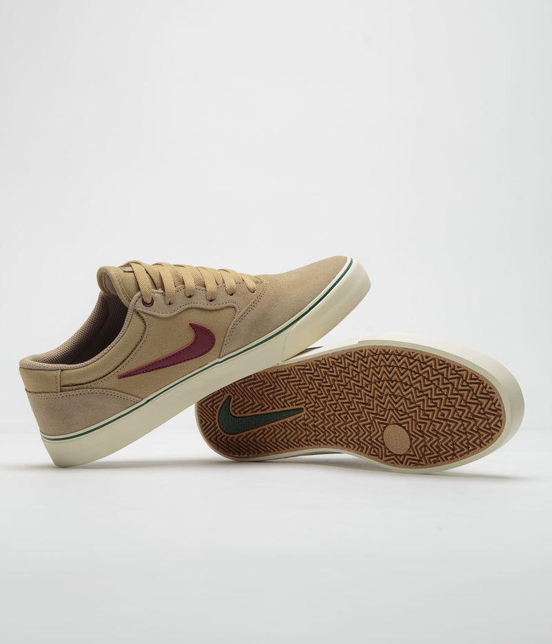 Nike SB Chron 2 Shoes in Parachute Beige and Dark Team Red