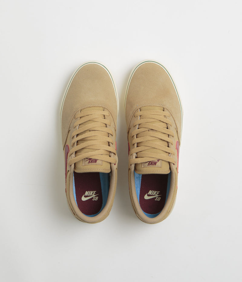 Nike SB Chron 2 Shoes in Parachute Beige and Dark Team Red