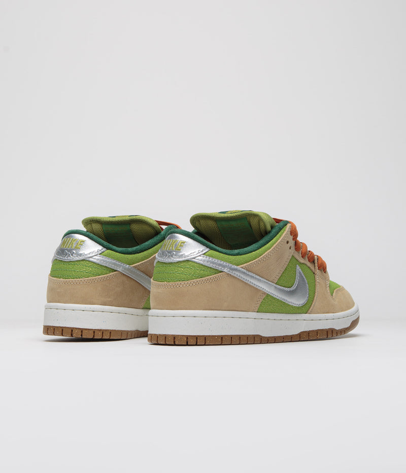 Nike SB Dunk Low Pro 'Escargot' Shoes in Sesame and Metallic Silver and Pear - Fir