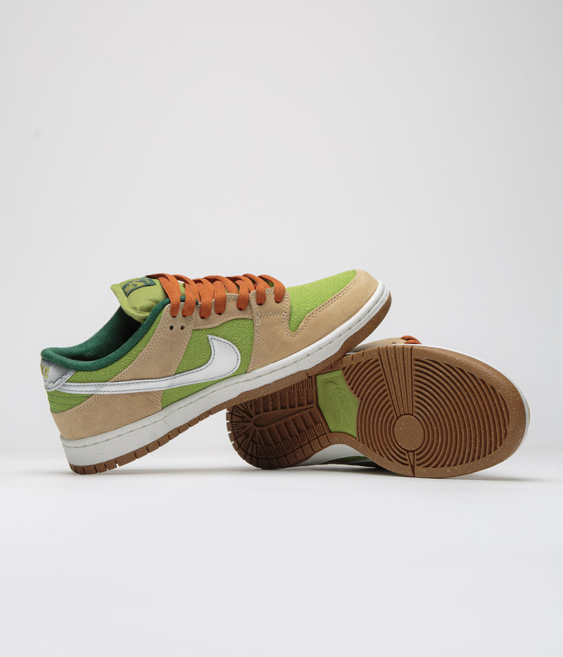 Nike SB Dunk Low Pro 'Escargot' Shoes in Sesame and Metallic Silver and Pear - Fir