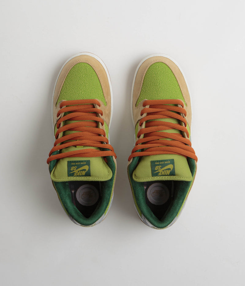 Nike SB Dunk Low Pro 'Escargot' Shoes in Sesame and Metallic Silver and Pear - Fir