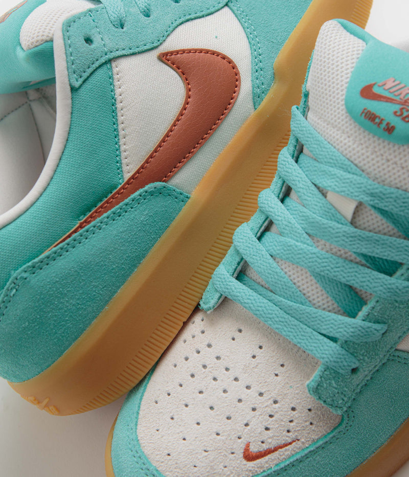 Nike SB Force 58 Shoes in Green Frost and Dark Russet and Phantom