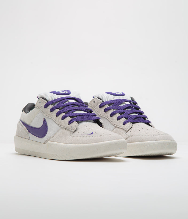 Nike SB Force 58 Shoes in Phantom and Court Purple and Summit White