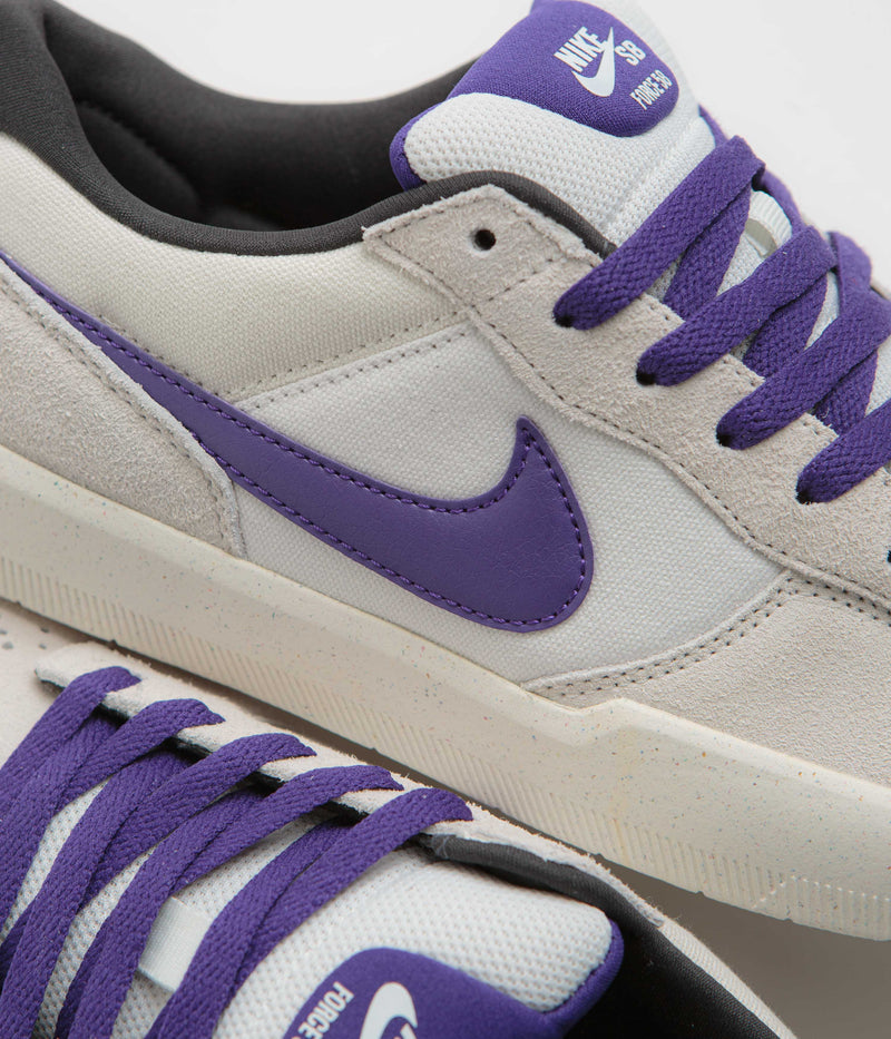 Nike SB Force 58 Shoes in Phantom and Court Purple and Summit White