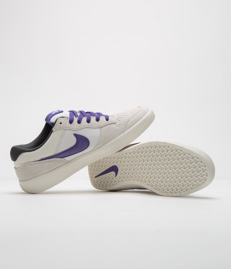 Nike SB Force 58 Shoes in Phantom and Court Purple and Summit White