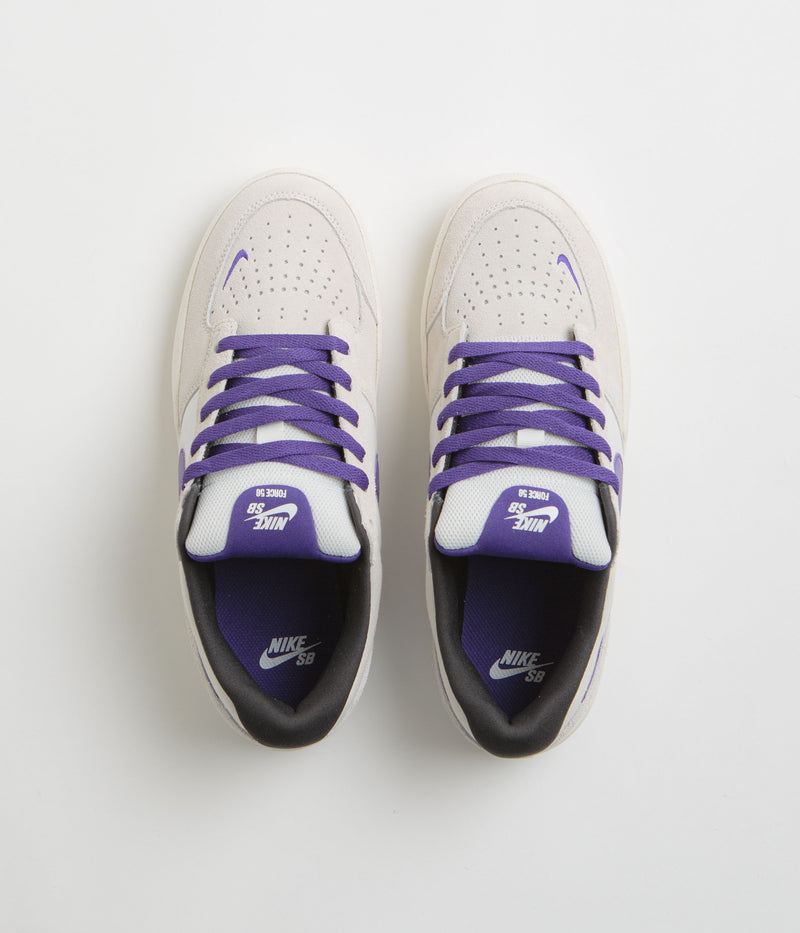 Nike SB Force 58 Shoes in Phantom and Court Purple and Summit White