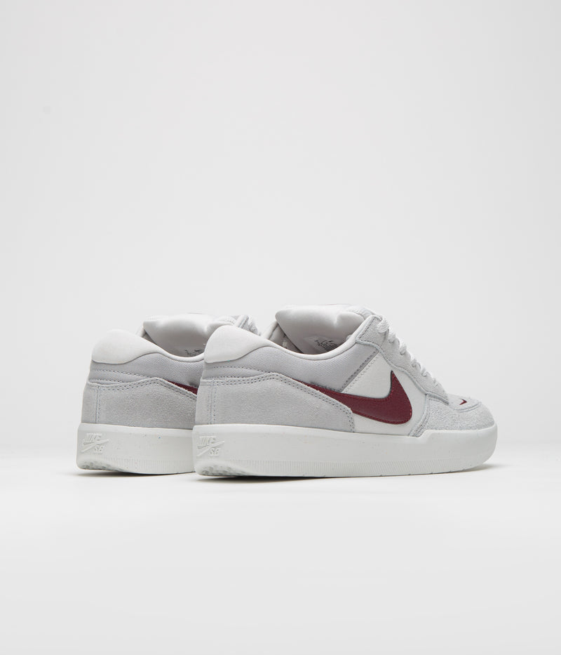 Nike SB Force 58 Shoes in Platinum Tint and Dark Team Red and Wolf Grey