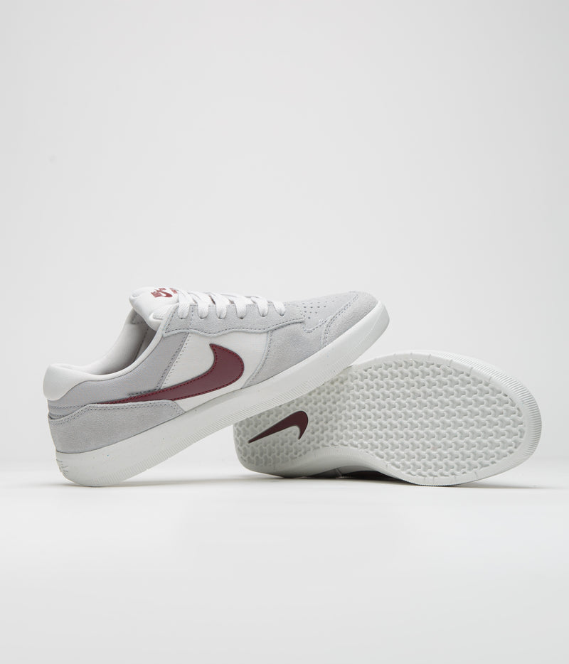 Nike SB Force 58 Shoes in Platinum Tint and Dark Team Red and Wolf Grey