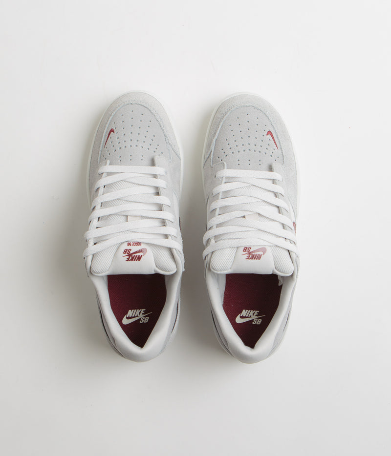 Nike SB Force 58 Shoes in Platinum Tint and Dark Team Red and Wolf Grey