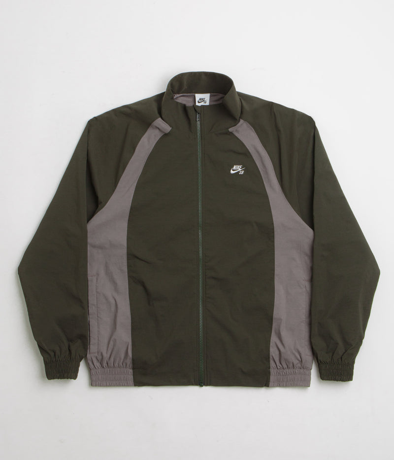 Nike SB Full Zip Woven Jacket in Sequoia and Cave Stone / White
