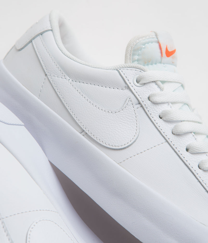 Nike SB Orange Label Blazer Low Pro GT Shoes in White and White and White - White