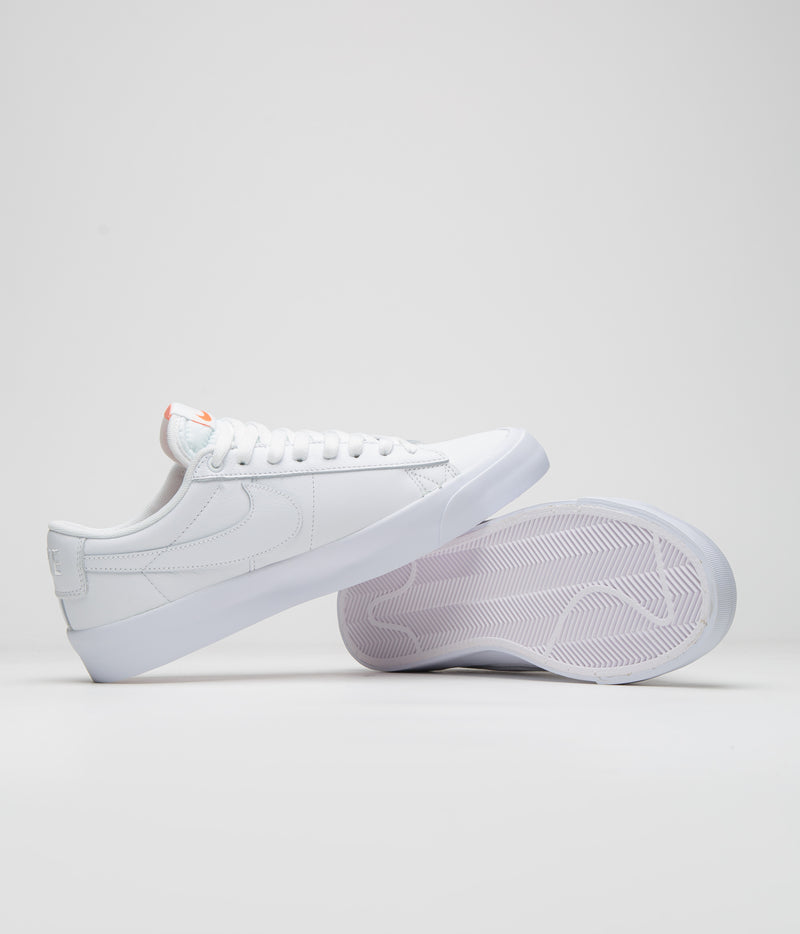 Nike SB Orange Label Blazer Low Pro GT Shoes in White and White and White - White