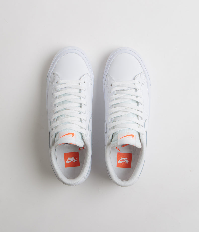 Nike SB Orange Label Blazer Low Pro GT Shoes in White and White and White - White