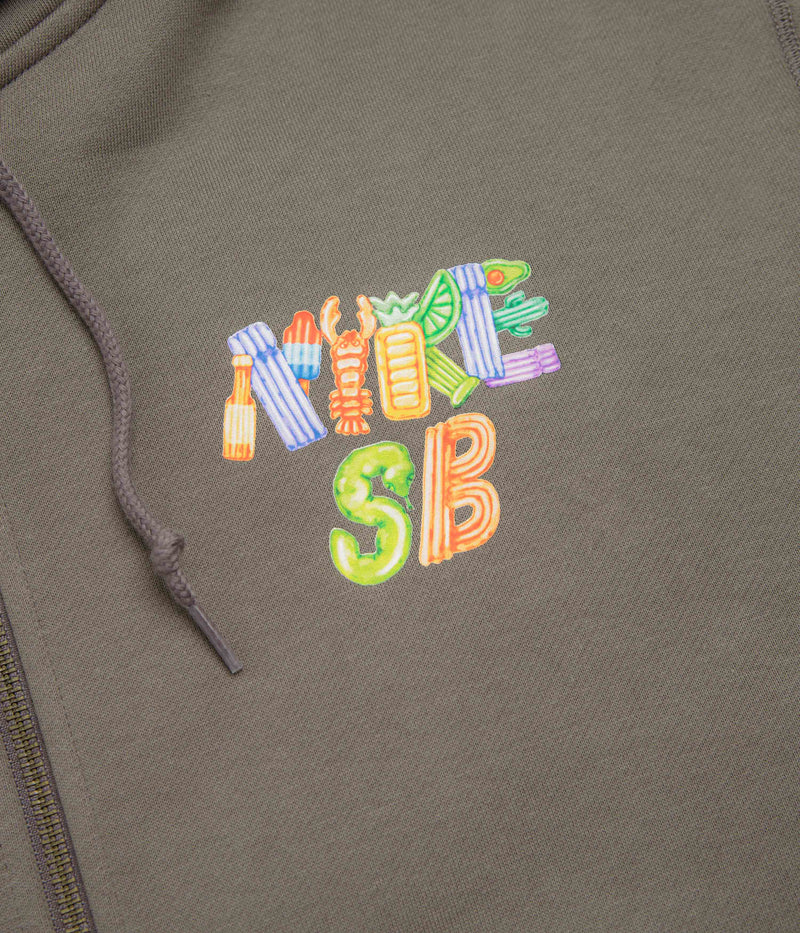 Nike SB Pool Airs Full Zip Hoodie in Cave Stone and White