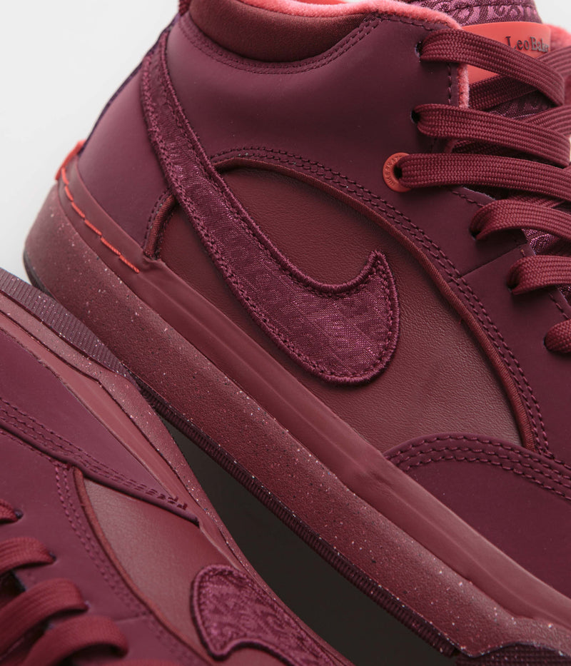 Nike SB React Leo Premium Shoes in Dark Beetroot and Dark Beetroot and Team Red
