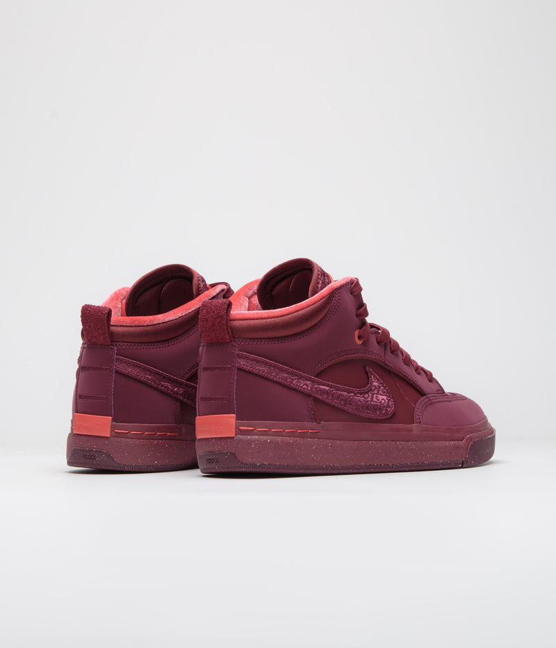 Nike SB React Leo Premium Shoes in Dark Beetroot and Dark Beetroot and Team Red