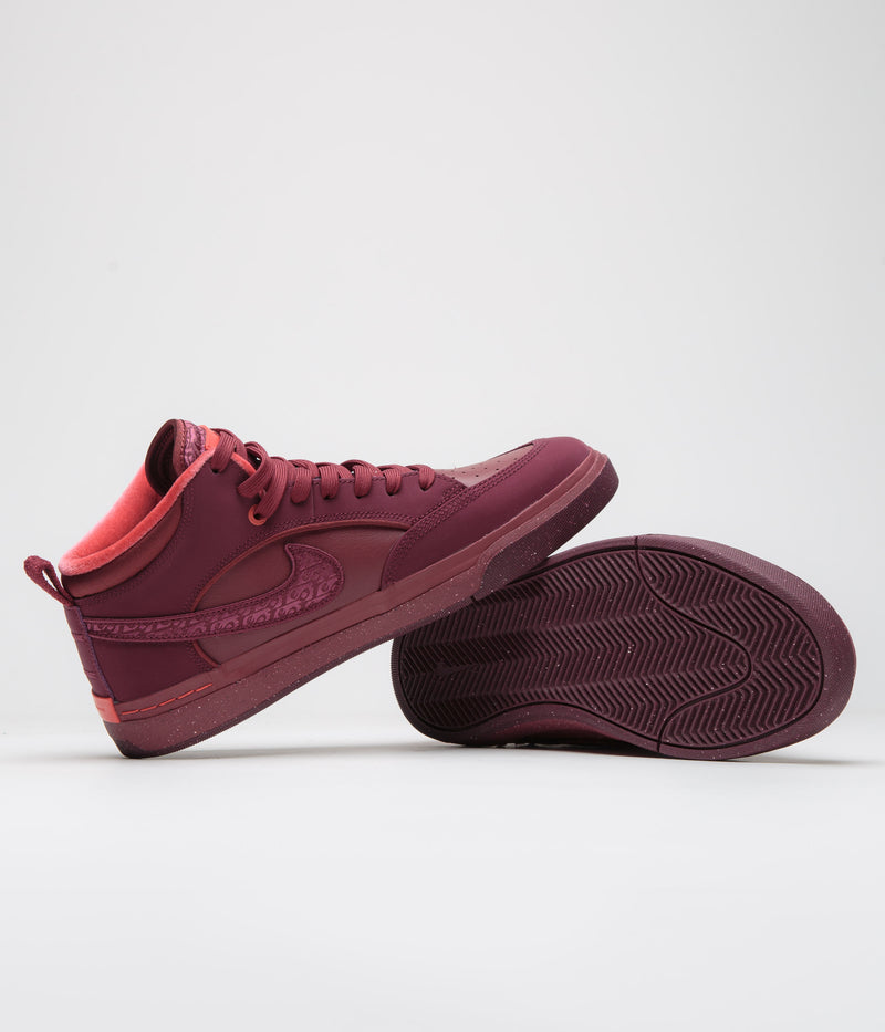 Nike SB React Leo Premium Shoes in Dark Beetroot and Dark Beetroot and Team Red