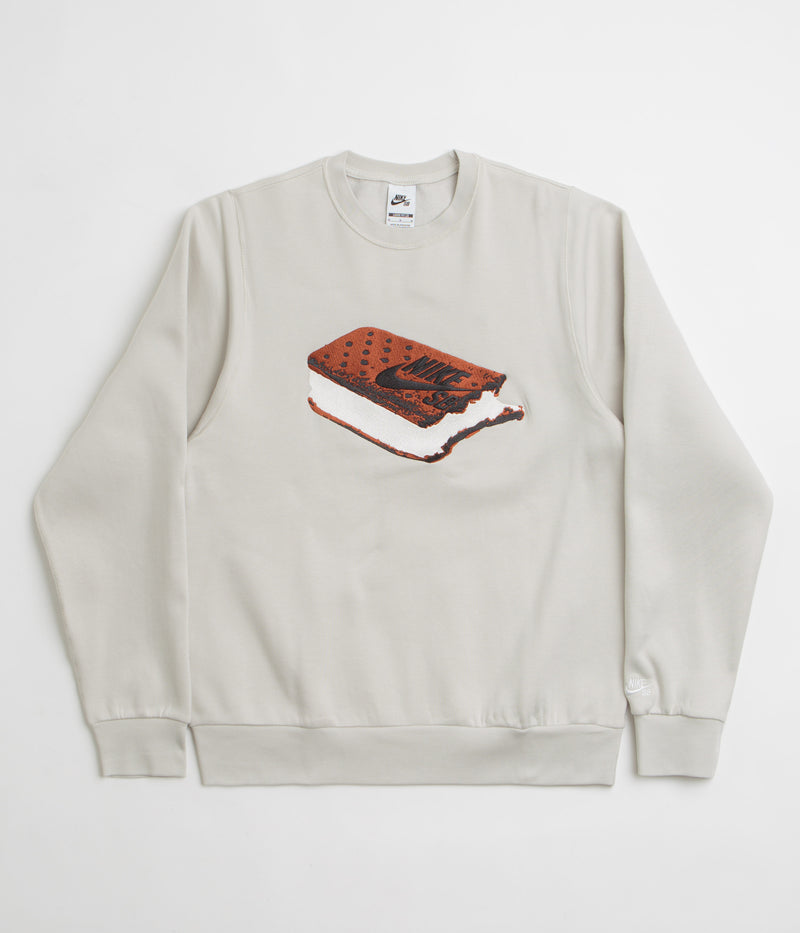 Nike SB Slider Crewneck Sweatshirt in Light Bone and White