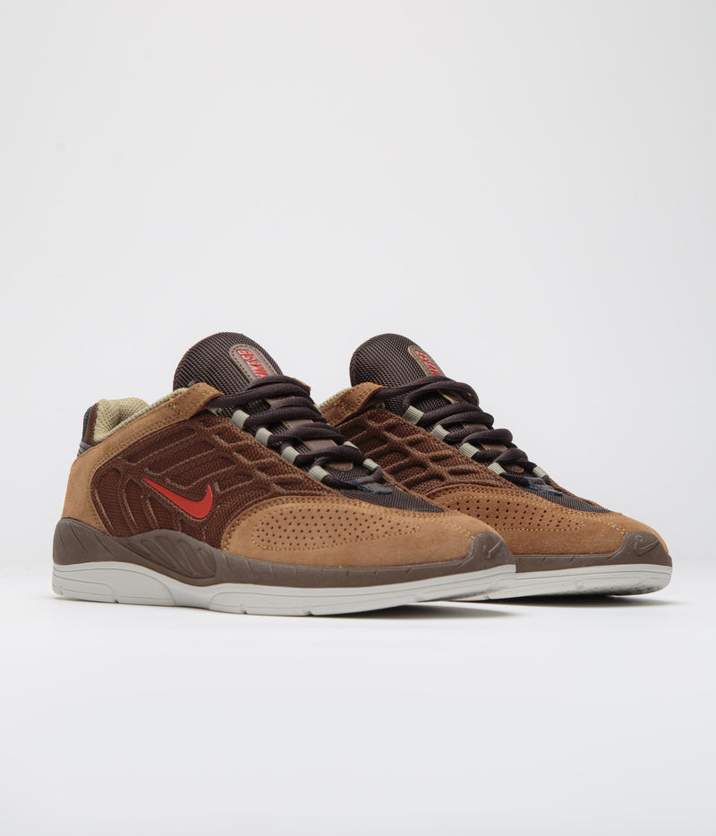 Nike SB Vertebrae Shoes in Cacao Wow and Dragon Red and Light British Tan