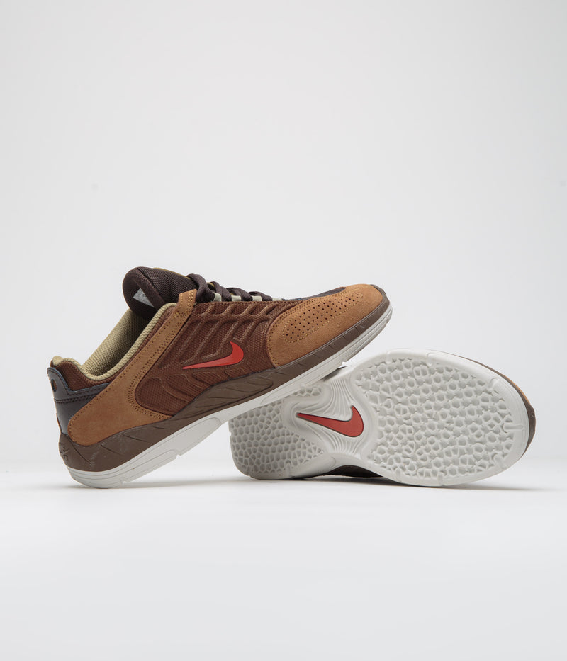 Nike SB Vertebrae Shoes in Cacao Wow and Dragon Red and Light British Tan
