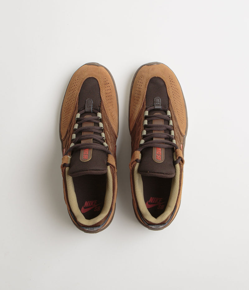 Nike SB Vertebrae Shoes in Cacao Wow and Dragon Red and Light British Tan