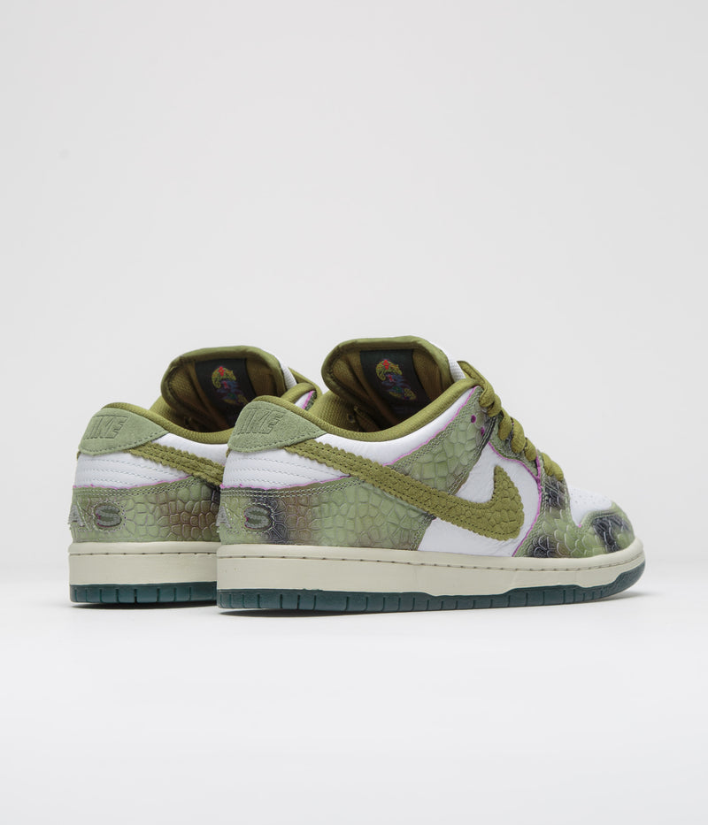 Nike SB x Alexis Sablone Dunk Low Pro 'Chameleon' Shoes in Oil Green and Desert Moss and White