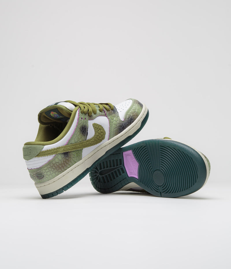 Nike SB x Alexis Sablone Dunk Low Pro 'Chameleon' Shoes in Oil Green and Desert Moss and White