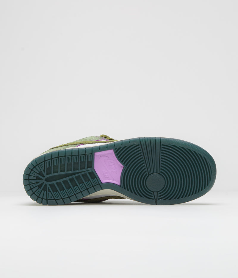 Nike SB x Alexis Sablone Dunk Low Pro 'Chameleon' Shoes in Oil Green and Desert Moss and White
