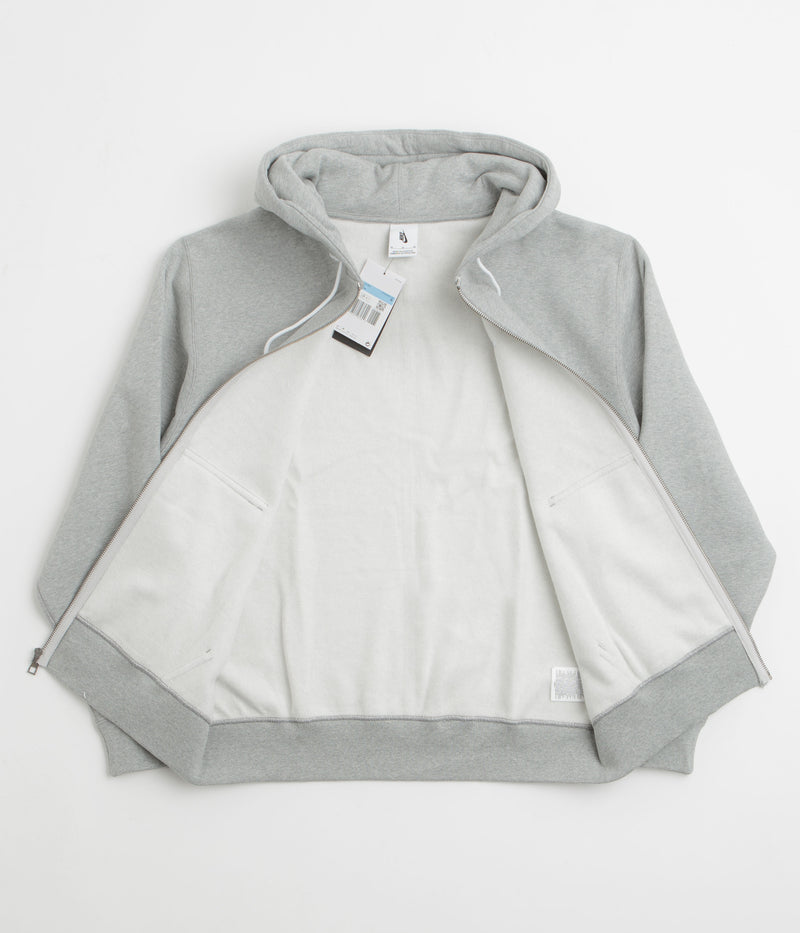 Nike Solo Swoosh Full Zip Hoodie in Dark Grey Heather and White