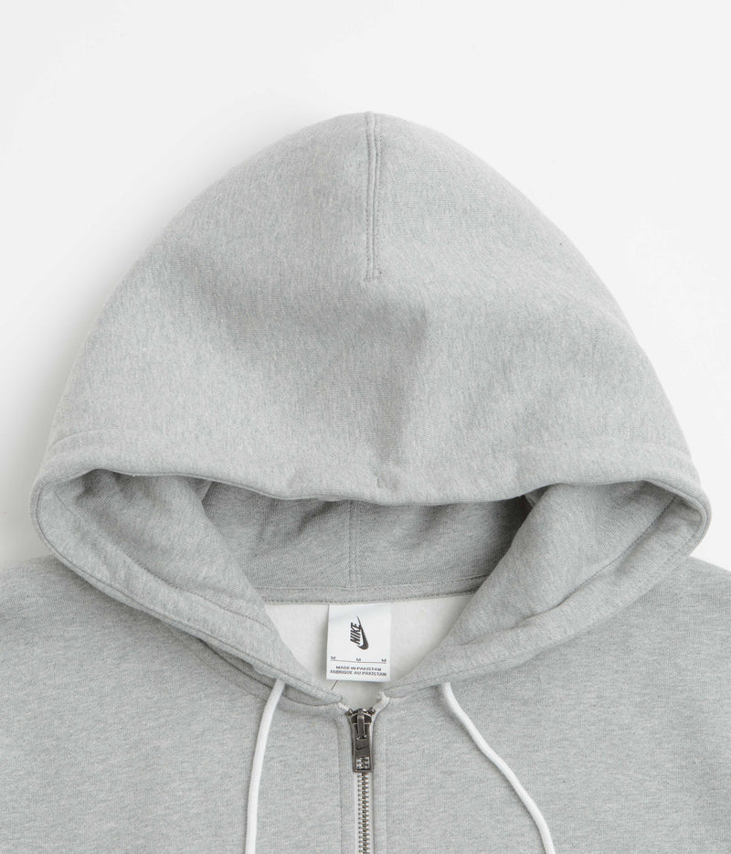 Nike Solo Swoosh Full Zip Hoodie in Dark Grey Heather and White