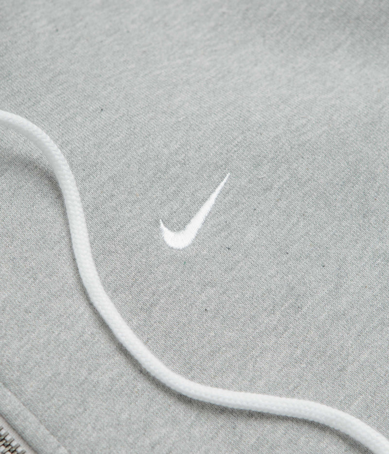 Nike Solo Swoosh Full Zip Hoodie in Dark Grey Heather and White