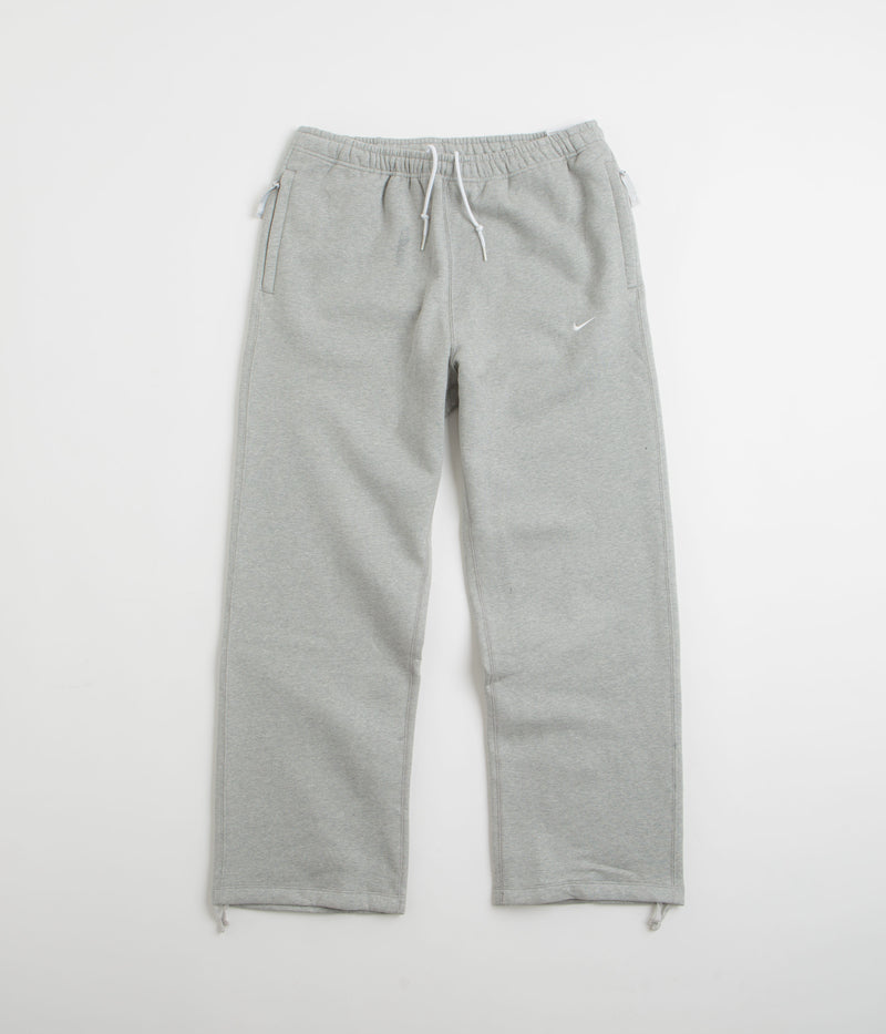 Nike Solo Swoosh Open Hem Sweatpants in Dark Grey Heather and White