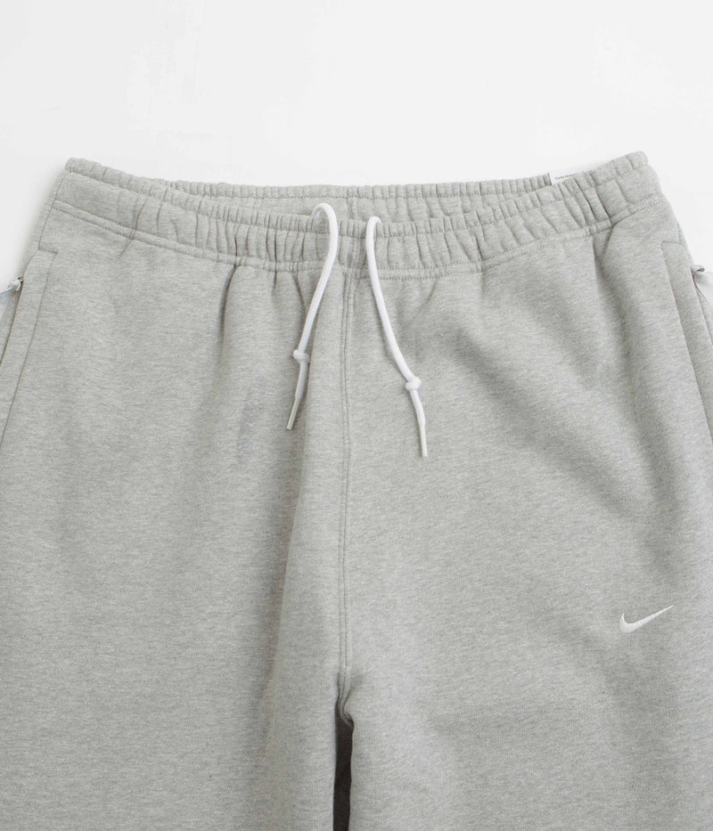 Nike Solo Swoosh Open Hem Sweatpants in Dark Grey Heather and White
