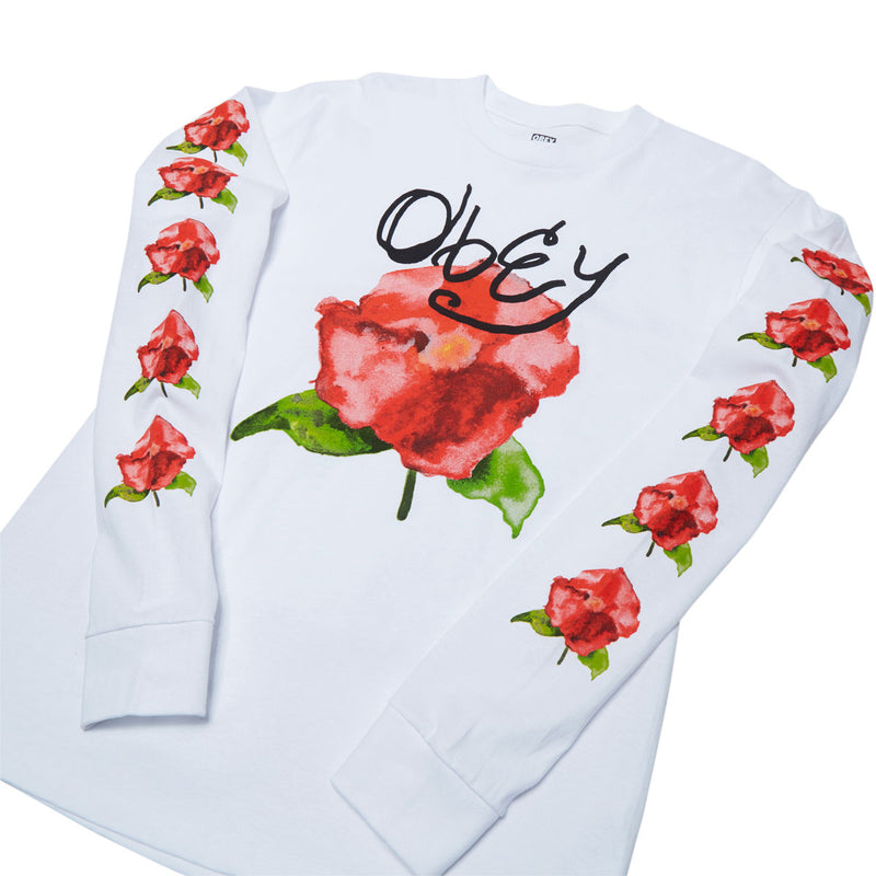 Obey Watercolor Poppy Long Sleeve T-Shirt - White