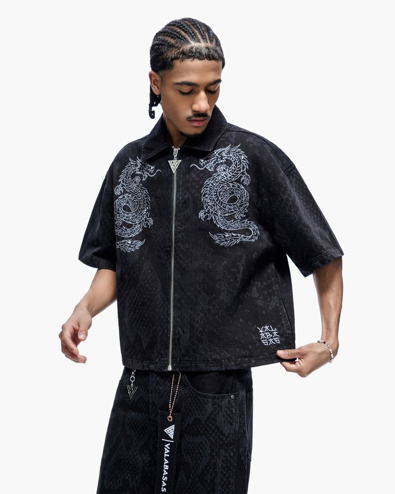 "OBSIDIAN TWINS" DENIM ZIP UP
