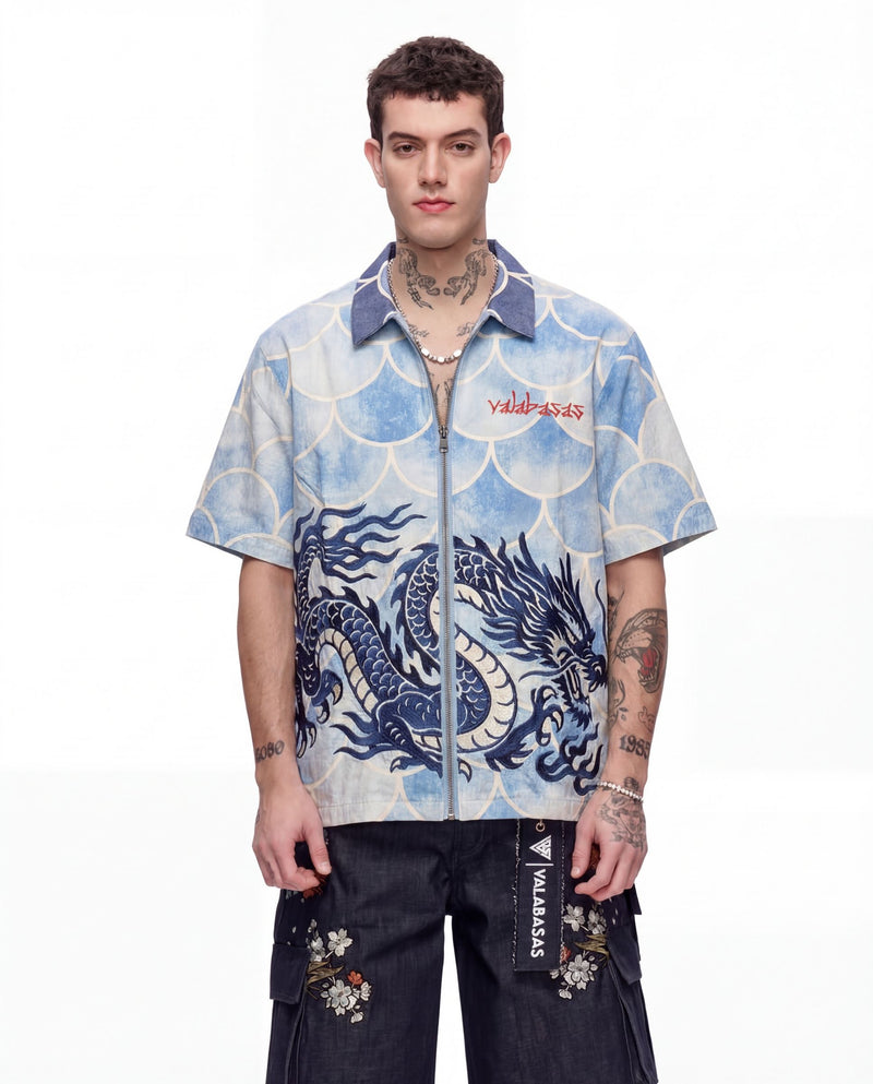 "OCEAN SCALE" COLLAR ZIP-UP
