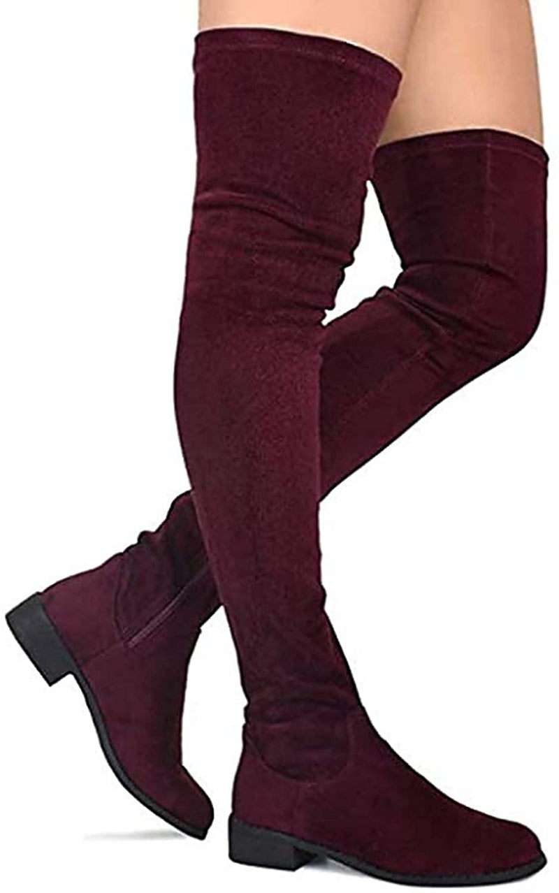 Olympia-20 - Nature Breeze Thigh High Riding Low Heeled Fashion Boots - ShoeFad