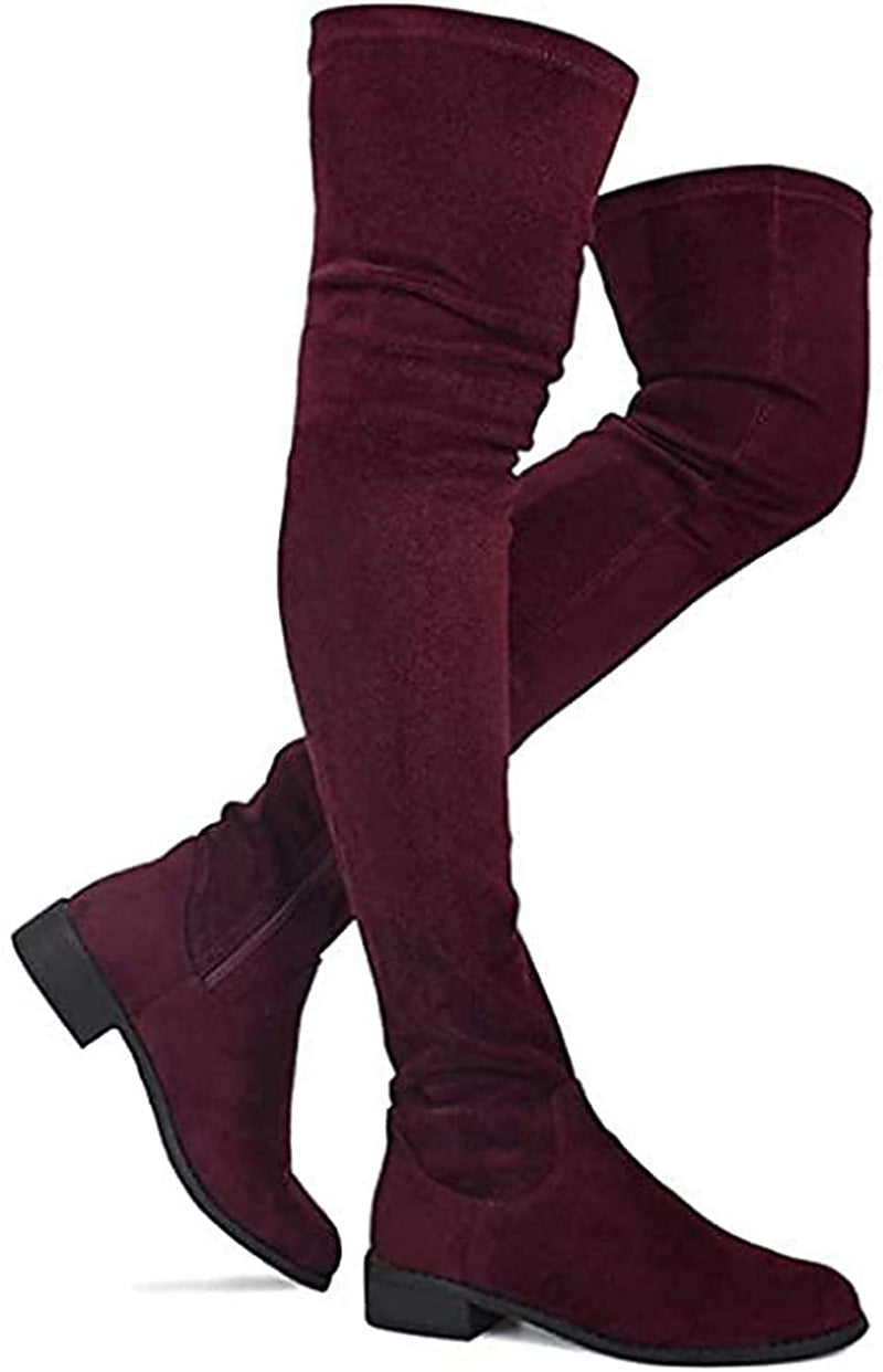 Olympia-20 - Nature Breeze Thigh High Riding Low Heeled Fashion Boots - ShoeFad