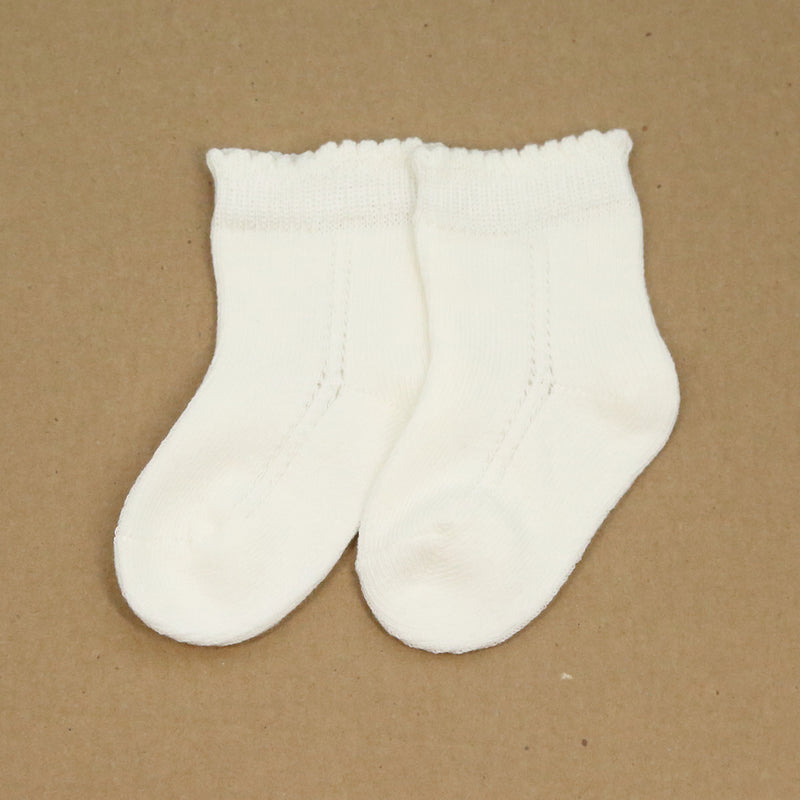 L'Amour Shoes - Openwork Ankle Sock (Milk)