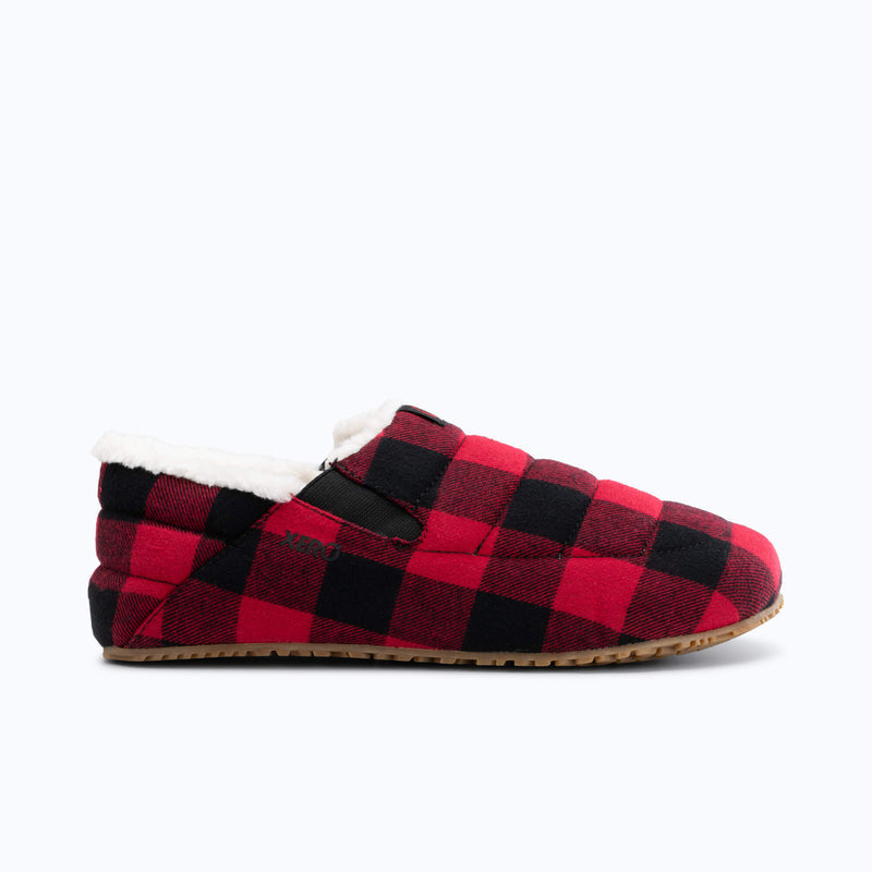 Xero Shoes Pagosa Cozy Men Slipper in Red/Black with Toe Facing Right