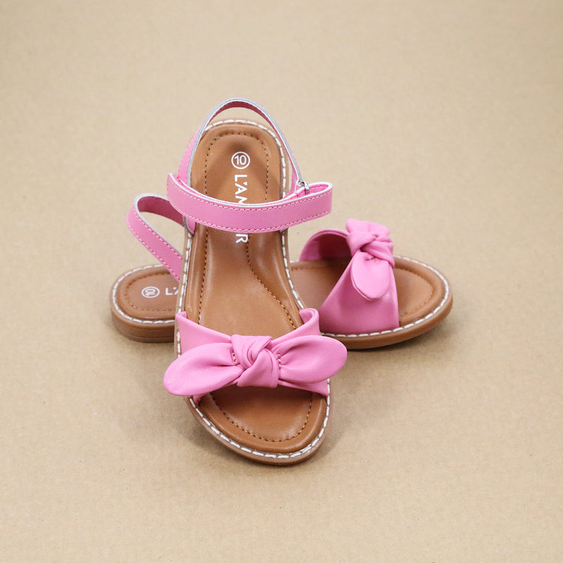 L'Amour Shoes Toddler Girls Pamela Knotted Bow Sandal Malibu Pink